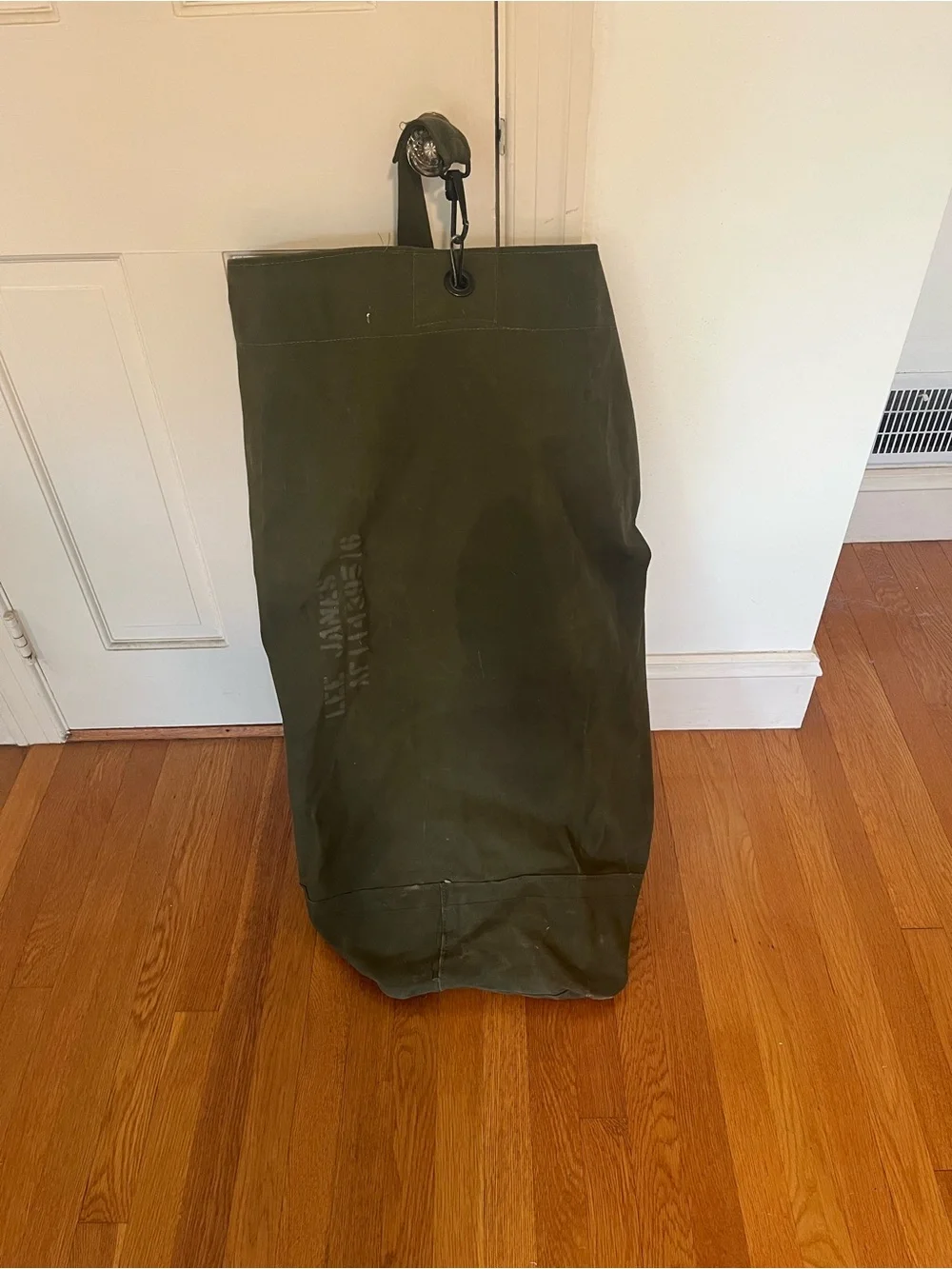 Vintage Vietnam War US Army Cotton Duck OD Military Duffle Bag Name Stencil